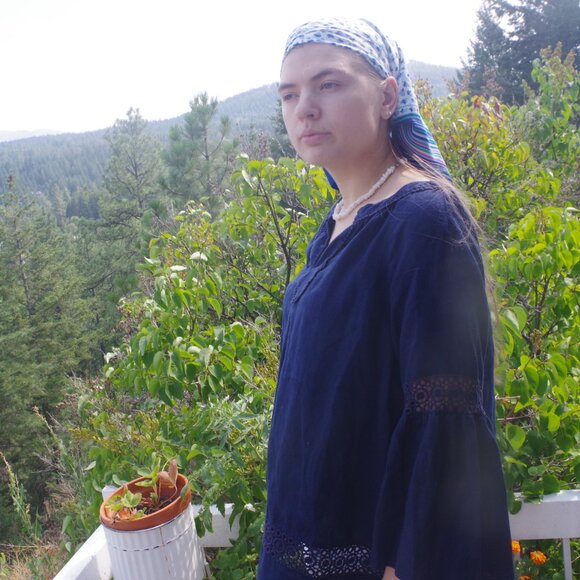 Ladies 100% Linen Blouse Navy Color - Picture 8 of 10